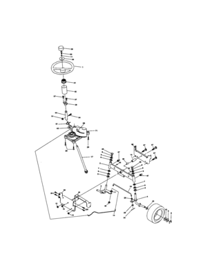Steering Assembly Diagram and Parts List for 917272065  Craftsman Lawn Tractor