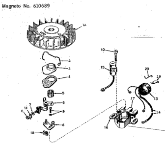 Magneto No. 610689 Diagram and Parts List for 143167022  Craftsman Engine