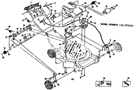 Handle Assembly Diagram and Parts List for 131973232  Craftsman Lawn Mower
