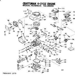 Replacement Parts Diagram and Parts List for 143296092  Craftsman Engine