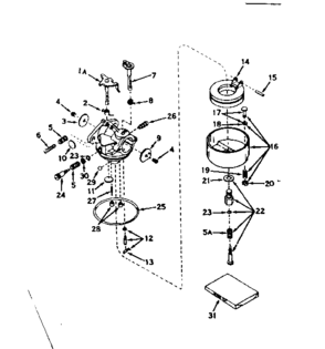 Carburetor Diagram and Parts List for 143566242  Craftsman Engine