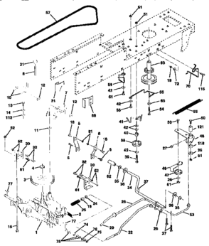 Drive Diagram and Parts List for 917258503  Craftsman Lawn Tractor