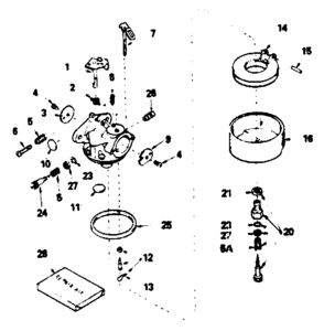 Carburetor No. 632334 Diagram and Parts List for 143796032  Craftsman Engine