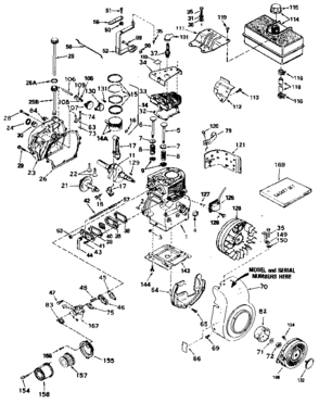 Replacement Parts Diagram and Parts List for 143826062  Craftsman Engine