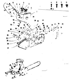 Main Frame Diagram and Parts List for 91760040  Craftsman Chainsaw