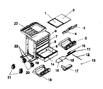 Chest Diagram and Parts List for 706594992  Craftsman Tool Stand & Cart