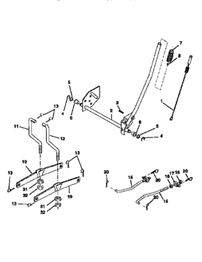 Lift Diagram and Parts List for 917258481  Craftsman Lawn Tractor