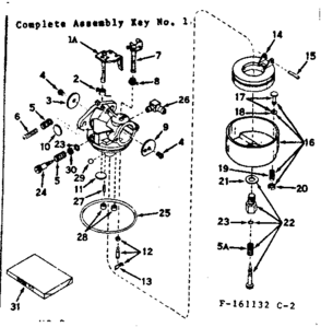 Carburetor Diagram and Parts List for 143161132  Craftsman Engine