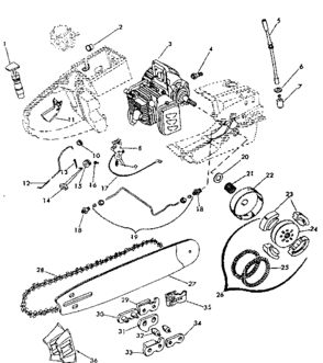 Chain/bar And Oil/fuel Parts Diagram and Parts List for 917351451  Craftsman Chainsaw