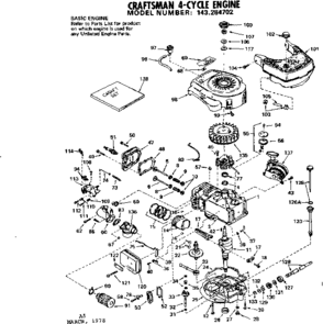 Replacement Parts Diagram and Parts List for 143284702  Craftsman Engine
