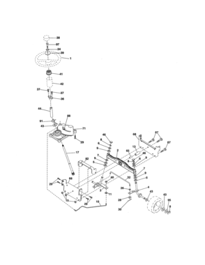 Steering Assembly Diagram and Parts List for 917280150  Craftsman Lawn Tractor