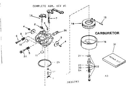 Replacement Parts Diagram and Parts List for 143646042  Craftsman Engine