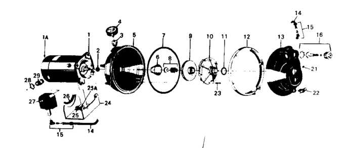 Motor Assembly Diagram and Parts List for 390251901  Craftsman Water Pump