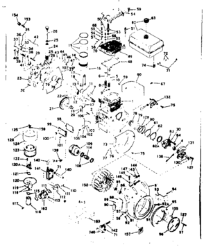 Basic Engine Diagram and Parts List for 143609032  Craftsman Engine