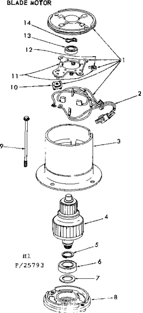 Blade Motor Diagram and Parts List for 91725793  Craftsman Lawn Tractor