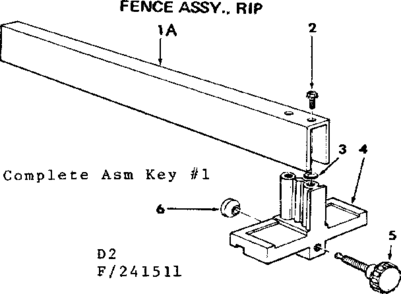 Fence Assembly, Rip Diagram and Parts List for 22237  Craftsman Table Saw