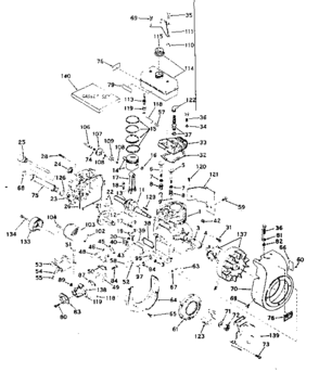 Basic Engine Diagram and Parts List for 143571042  Craftsman Engine