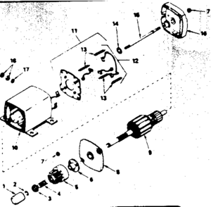 Starter Motor No. 33605 Diagram and Parts List for 143366052  Craftsman Engine