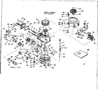 Replacement Parts Diagram and Parts List for 143254212  Craftsman Engine