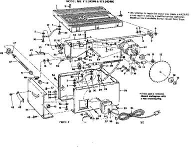 Unit Breakdown Diagram and Parts List for 11324240  Craftsman Power Motor