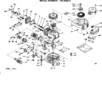Replacement Parts Diagram and Parts List for 143264472  Craftsman Engine