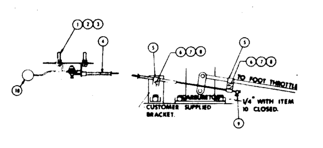 Typical Throttle Connection To Carburetor Diagram and Parts List for 58056480  Craftsman Engine