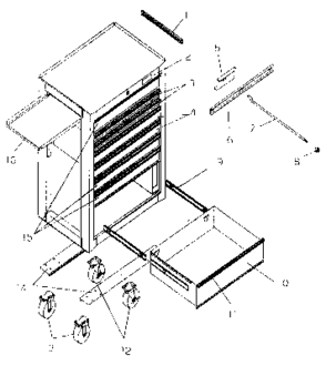 Cabinet Parts Diagram and Parts List for 706659133  Craftsman Tool Stand & Cart