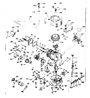 Basic Engine Diagram and Parts List for 143207012  Craftsman Engine