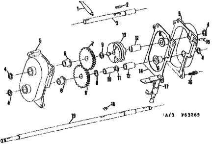 Gear Case Assembly Diagram and Parts List for 13163265  Craftsman Lawn Tractor