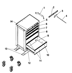 Tool Cabinet Diagram and Parts List for 706620271  Craftsman Tool Stand & Cart