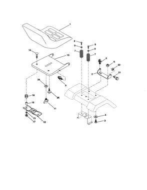 Seat Assembly Diagram and Parts List for 917274821  Craftsman Lawn Tractor