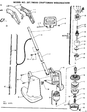 Replacement Parts Diagram and Parts List for 257798300  Craftsman Trimmer