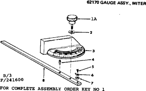 2 Inch Motorized Table Saw/62170 Gauge Assy Miter Diagram and Parts List for 113241600  Craftsman Table Saw