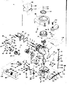 Basic Engine Diagram and Parts List for 143181122  Craftsman Engine