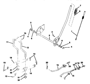 Mower Lift Diagram and Parts List for 917271010  Craftsman Lawn Tractor