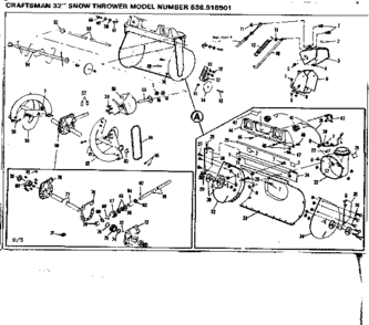 Auger Housing Assembly Diagram and Parts List for 536918501  Craftsman Snow Blower