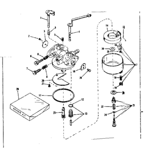 Carburetor No. 630968 Diagram and Parts List for 143534012  Craftsman Engine
