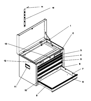 Chest Diagram and Parts List for 706618110  Craftsman Tool Stand & Cart
