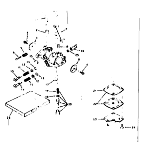 Carburetor Diagram and Parts List for 143574112  Craftsman Engine