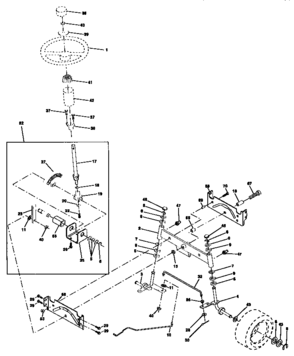 Steering Assembly Diagram and Parts List for 917258515  Craftsman Lawn Tractor