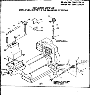 Dual Fuel Supply & Oil Make-up Systems Diagram and Parts List for 580327410  Craftsman Engine