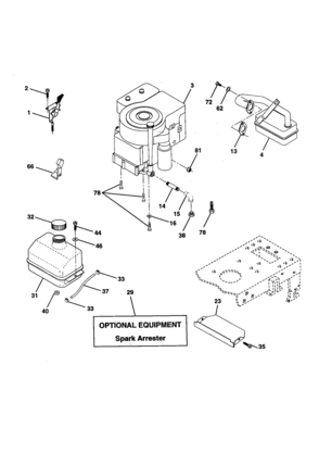 Engine Diagram and Parts List for 917259140  Craftsman Lawn Tractor