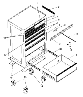 Cabinet Parts Diagram and Parts List for 706619352  Craftsman Tool Stand & Cart