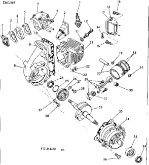 Part Location Diagram of 643A30 Craftsman Short block