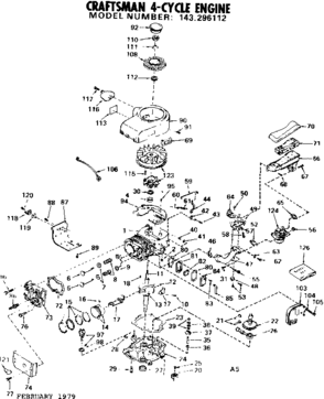 Replacement Parts Diagram and Parts List for 143296112  Craftsman Engine