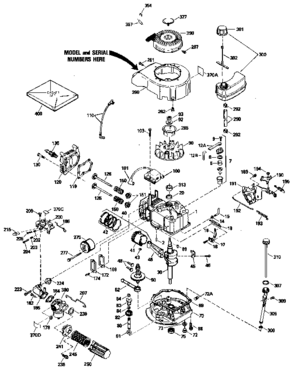 Replacement Parts Diagram and Parts List for 143424262  Craftsman Engine