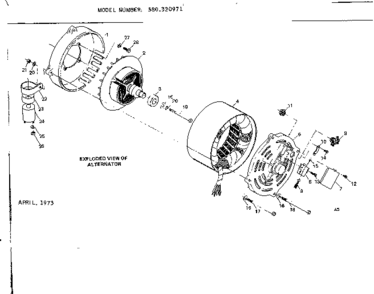 Alternator Diagram and Parts List for 580320971  Craftsman Engine