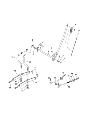Mower Lift Diagram and Parts List for 917254191  Craftsman Lawn Tractor