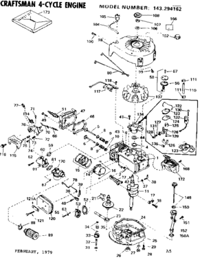 Engine Diagram and Parts List for 143294162  Craftsman Engine