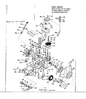 Basic Engine Diagram and Parts List for 143614152  Craftsman Engine